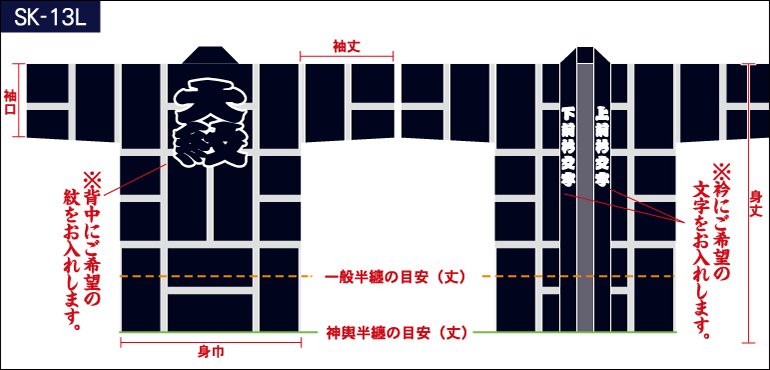 二の字総柄半纏の前身頃と後ろ身頃画像(大)