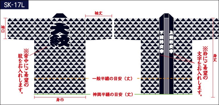 鱗総柄半纏の前身頃と後ろ身頃画像(大)