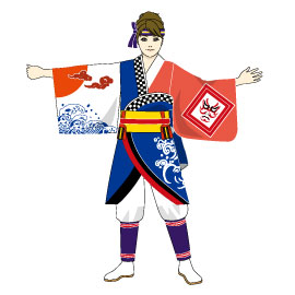 祭や倶楽部様2015衣装デザイン前身頃(片袖脱ぎ)