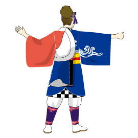 祭や倶楽部様2015衣装デザイン後見頃(片袖脱ぎ)