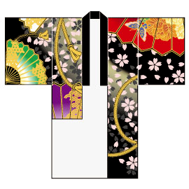 七ヶ浜翔舞連様2015衣装デザイン長半纏(丈違い振袖型-前身頃)