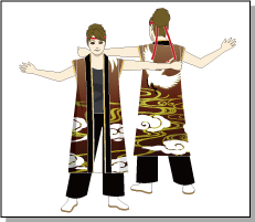 長半纏飾り袖型の着用イメージ-鶴
