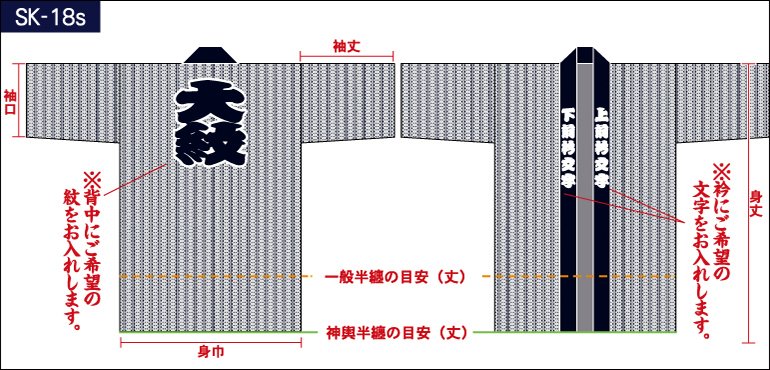 吉原繋総柄半纏の前身頃と後ろ身頃画像(小)