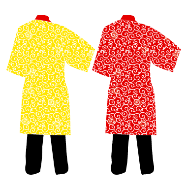 よさこい製作事例2011-あさぎ様の衣装リバーシブル（黄色、赤）