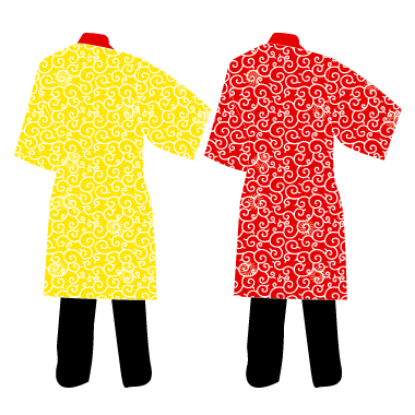 よさこい製作事例2011-あさぎ様の衣装リバーシブル(黄色、赤)