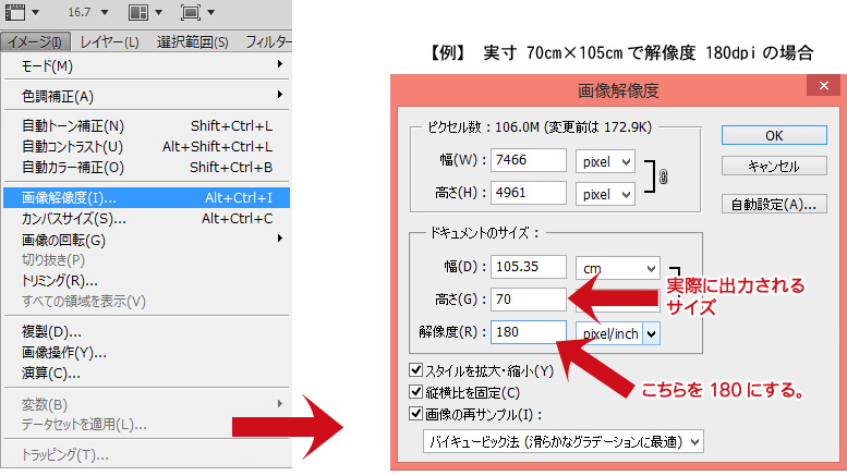 解像度設定の説明図