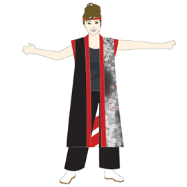 チーム真様衣装(黒)デザイン前身頃
