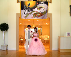 岩崎様の結婚祝い大漁旗お写真