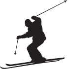 応援幕・横断幕のイラスト：スキー(シルエット)