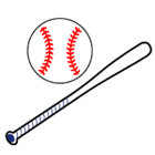 旗のイラスト：野球のボールとバット