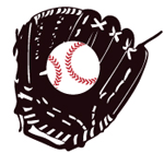 旗のイラスト：野球のグローブとボール